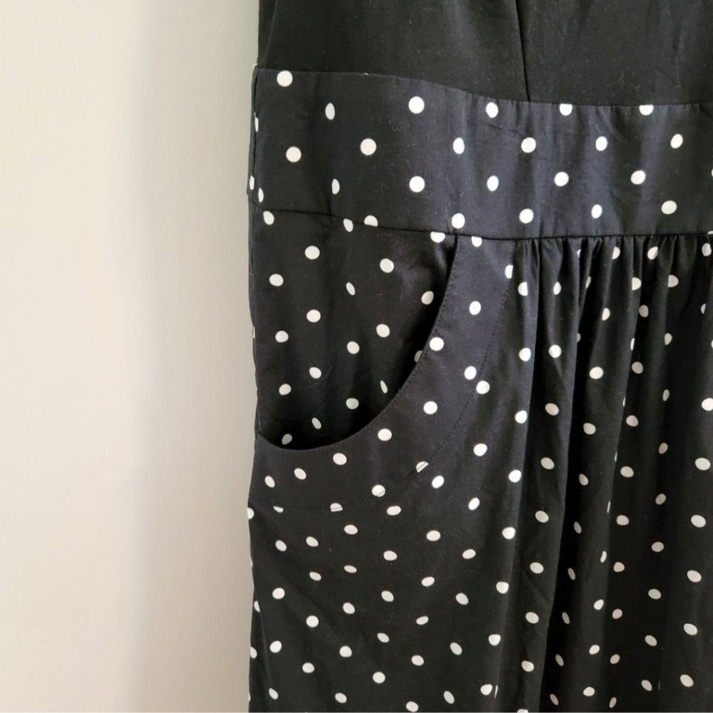 City Chic Dress womens Large 20 black and white polka dot sleeveless pockets - Picture 2 of 5